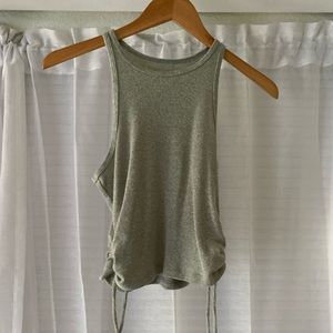 Green Cropped Ribbed Tank with Ties